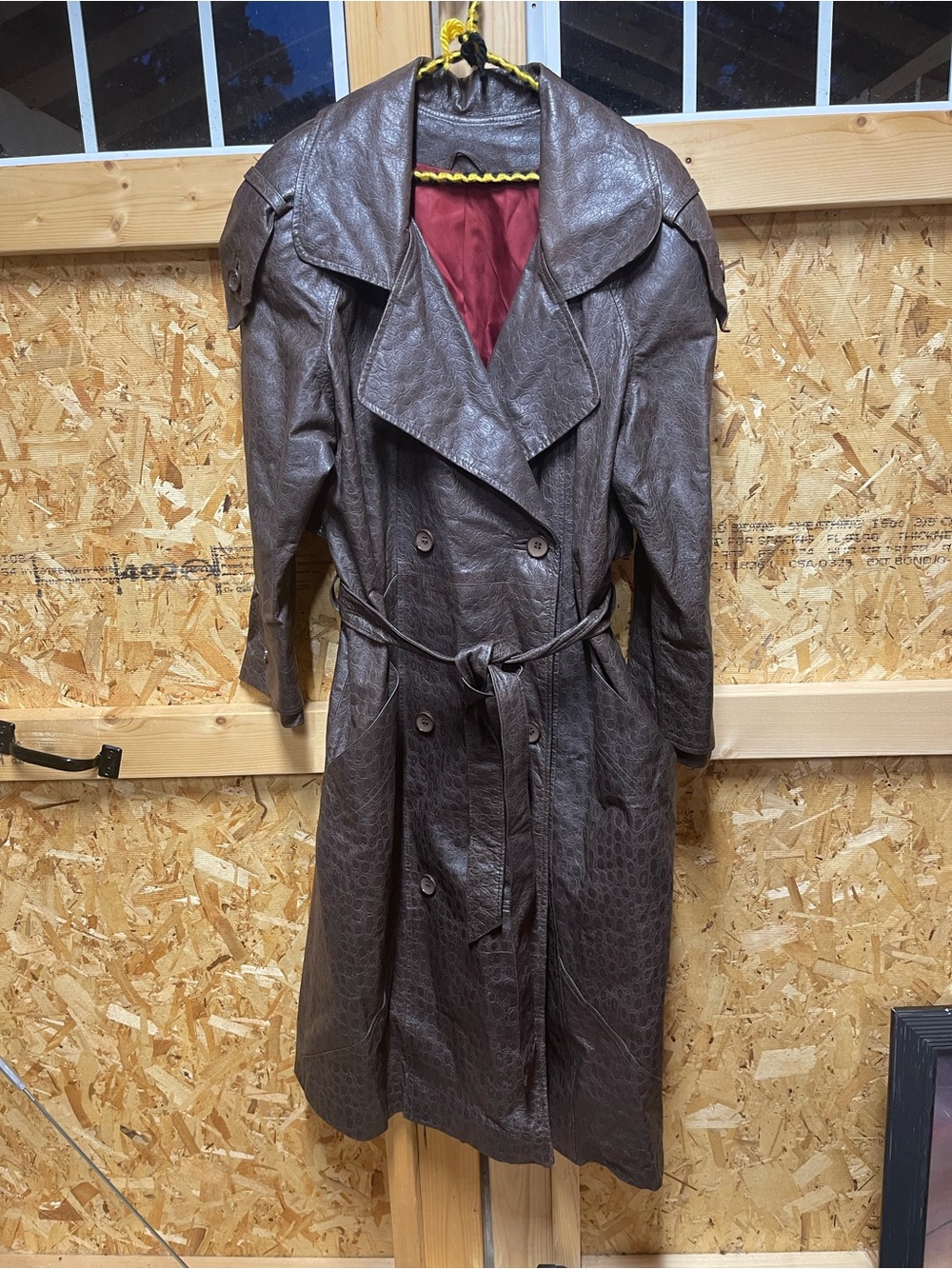 Vintage Leathercraft brown textured leather coat size 12